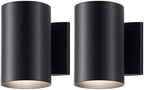 Kichler Cylinders 7" Outdoor Wall Sconce in a Black, 1-Light Exterior Wall Light, Cylinder Fixture, (7" H x 5" W), 9234BK (Pack of 2) by KichlerLighting