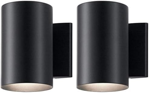 Kichler Cylinders 7" Outdoor Wall Sconce in a Black, 1-Light Exterior Wall Light, Cylinder Fixture, (7" H x 5" W), 9234BK (Pack of 2) by KichlerLighting