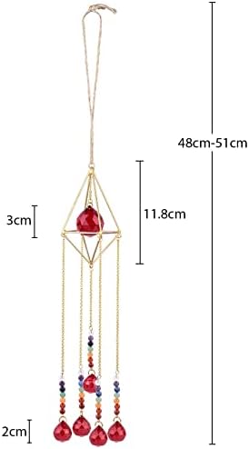rockcloud Handmade Geometric Red Crystal Glass Hanging Wall Decoration - Image 3