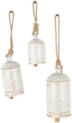 Deco 79 Metal Decorative Cow Bells, Set of 3 Cowbell 10", 7", 5" H, White - Image 2