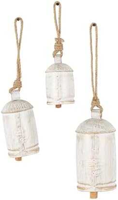 Deco 79 Metal Decorative Cow Bells, Set of 3 Cowbell 10", 7", 5" H, White - Image 2