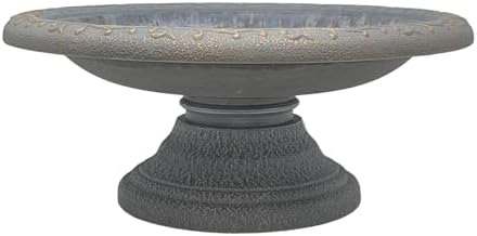 Fiber Clay Birdbath, Low-Profile Base, Dove Gray, 19" D x 7.5" H, 6.5lbs. - Image 3
