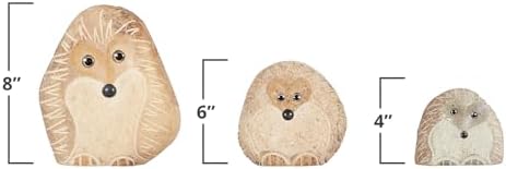 Family of Boulder Hedgehogs – Natural Granite Garden Animal Statues – Hand-Carved Stone Hedgehog Figurines – Set of 3 Eco-Friendly Wildlife Sculptures – Rustic Outdoor Décor (4", 6", 8") - Image 2