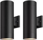 mirrea 14" Modern Outdoor Porch Light in 2 Lights, Matte Black, 2 Pack by mirrea