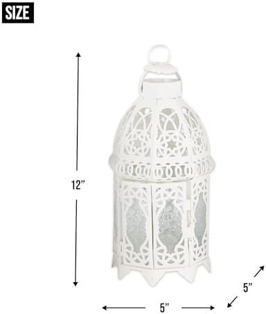 Accent Plus Christmas Decorations Indoor Lantern Decorative Outdoor Christmas Decorations Candle Lantern Moroccan Candle Holders Metal Hanging Lantern, White 5 X 5 X 12 Inches - Image 7