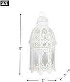 Accent Plus Christmas Decorations Indoor Lantern Decorative Outdoor Christmas Decorations Candle Lantern Moroccan Candle Holders Metal Hanging Lantern, White 5 X 5 X 12 Inches - Image 7