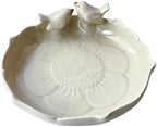 Ceramic Heavy Duty Ground Wild Bird Bath Bowl or Feeder for Outdoor Garden, Bowl Only (Beige (Glossy)) by Yeaco