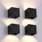 Mille Lucciole 20W 4Pack Outdoor Wall Lights Exterior/Interior,LED Black Outdoor Wall Sconces Light Fixtures Modern,IP65 Waterproof Square Aluminum Wall Lamps, Up and Down Lights 3000K Warm Lights by MilleLucciole