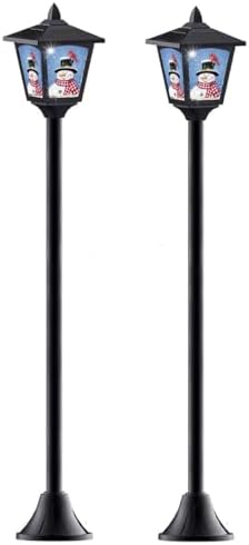 2-Pack 40-Inch Solar-Powered Mini Lamp Post Lights – Vintage Street Lights for Halloween, Thanksgiving & Christmas – Outdoor Solar Garden Lights for Lawn, Pathway, Driveway, Front/Back Door Holiday D - Image 2