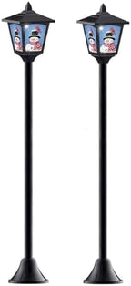 2-Pack 40-Inch Solar-Powered Mini Lamp Post Lights – Vintage Street Lights for Halloween, Thanksgiving & Christmas – Outdoor Solar Garden Lights for Lawn, Pathway, Driveway, Front/Back Door Holiday D - Image 2