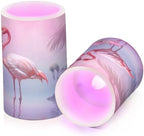 YETTASBIN Flamingo Flameless Candles with Remote Control and Timer, Adjustable Brightness Long Lasting Battery Operated LED Pillar Candles for Indoor Outdoor Party Home Decor, 2 Pack - Image 2