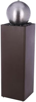 Alpine Corporation CPS188 Indoor Outdoor Modern Metal Orb Water Floor Fountain with River Rock Stone for Patio, Garden and Living Room, 37" H, Brown by Unknown