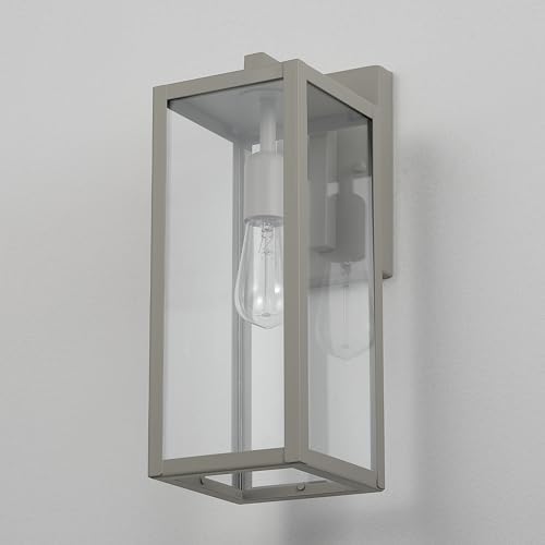 Globe Electric 44838 Bowery 1-Light Outdoor Indoor Wall Sconce, Matte Gray, Clear Glass Shade - Image 5