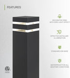 ASD 24" Square Bollard Light Fixture, Outdoor Pathway Floor Lamp | Antiglare, Waterproof, ETL Listed | 60W E26 Bulb Socket 120V | Landscape Hardwired Lighting, Exterior Post Lantern | Black, 4 Pack - Image 3