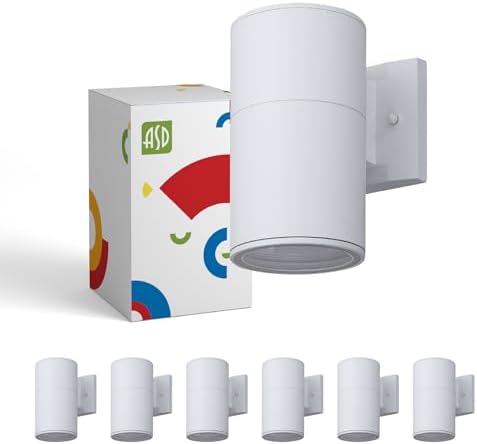 ASD 1 Light Cylinder Outdoor Sconce Lights, White 60W E26 ETL 6 Pack by ASDLightingCorporation