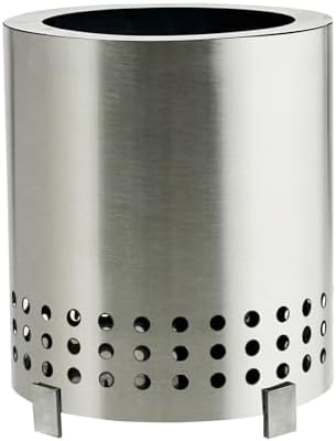Stainless Steel Fire Pit Mini Bonfire Pit Iron Camping Stove Table Tabletop Smokeless Fire Pit Outdoor Firepit for Picnic Backyard Patio Garden Wood Burning Grill Travel (Silver) by Unknown