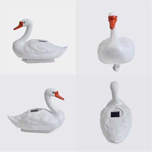 Solar Garden Goose Statue Decoration,Realistic Floating Swan Decor for Ponds & Pools,Lifelike White Duck Pool Float Decoration,Floating LED Solar Pool Lights - Image 3
