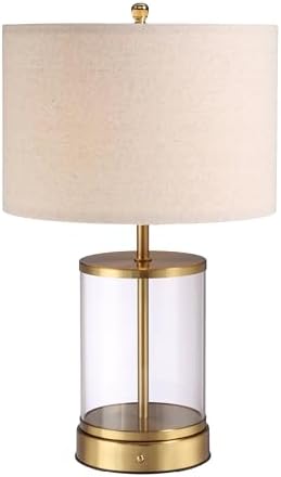 O’Bright Luma - Battery Powered Table Lamp, Cordless Glass Bedside Lamp with Rechargeable Battery, Full Size 19.5 Inch Height, Touch Dimmer, Type-C Charging, Clear Glass Design, Antique Brass by OBright
