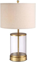 O’Bright Luma - Battery Powered Table Lamp, Cordless Glass Bedside Lamp with Rechargeable Battery, Full Size 19.5 Inch Height, Touch Dimmer, Type-C Charging, Clear Glass Design, Antique Brass by OBright