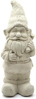 Garden Gnome with Mallet: Solid Durable Stone Statue with Vintage Texture. Sealed for Outdoors. Handcrafted USA. (Classic/White) - Image 2