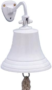 Hampton Nautical BL-2019-7-White Solid Brass Hanging Ship's Bell 9" - White Powder Coated - Nautical Decor - Nautical Home Decoration by Handcrafted+Model+Ships