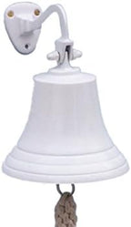 Hampton Nautical BL-2019-7-White Solid Brass Hanging Ship's Bell 9" - White Powder Coated - Nautical Decor - Nautical Home Decoration by Handcrafted+Model+Ships