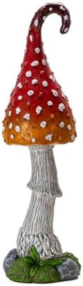 Pacific Giftware Whimsical Garden Toadstool Mushroom Statue with Red and Orange Curled Cap Resin Decor for Fairy Garden Landscaping or Outdoor Display 27.56" Tall by PacificGiftware
