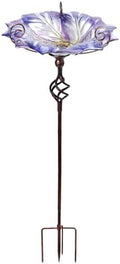 VCUTEKA Glass Outdoor Bird Bath Bird Feeder with Metal Stake Garden Decor by VCUTEKA