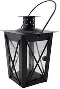 Black Decorative Candle Lantern, Moroccan Style Metal Candle Holder with Glass Lampshade and Hanging Ring, 6.7 x 3.5 x 2.2 in / 17 x 9 x 5.5 cm, Centerpiece for Wedding, Party, Home Décor by Unknown