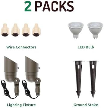 Lumina Lighting® 4W Landscape Lighting 12V Landscape Lights Low Voltage Landscape Spotlights Warm White Waterproof Outdoor Replaceable LED Bulb for Garden, Lawn, Porch, Patio and Yard (Bronze, 2-Pack) - Image 3