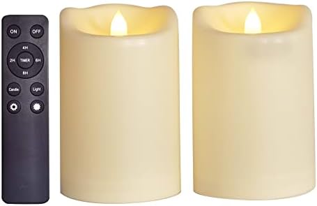 Large Outdoor Battery Operated Flameless Candles Remote 4”x6” 2 PCS Ivory by CANDLE+CHOICE