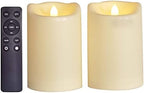 Large Outdoor Battery Operated Flameless Candles Remote 4”x6” 2 PCS Ivory by CANDLE+CHOICE