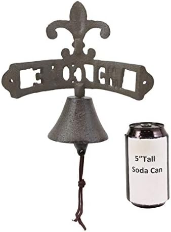 Ebros Gift Cast Iron Rustic Vintage Fleur De Lis Crown with Welcome Word Sign Door Wall Dinner Yard Bell Outdoor French Southwestern Farmhouse Accent Bells - Image 5