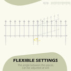 Outsunny 5 Pack Metal Decorative Garden Fence, 9.2' x 17.25", White - Image 4