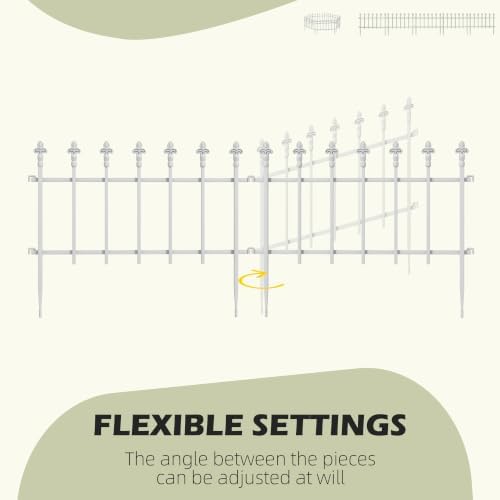 Outsunny 5 Pack Metal Decorative Garden Fence, 9.2' x 17.25", White - Image 4