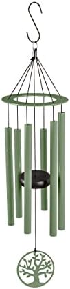 Evergreen Hand Tuned Tree of Life Wind Chime for Outside | Scale of C | Deep Tone | Powder-Coated Metal | Green | 27-Inches Tall | Memorial Gift for Home Garden Decoration - Image 6
