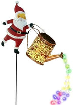 Christmas Pathway Lights Metal Stake Santa Watering Can Lantern by Unknown