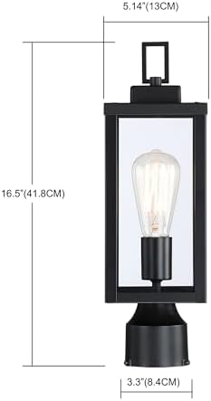 WISBEAM Outdoor Post Light, Pole Lantern, E26 Base 60W Max, Metal Housing Plus Glass, ETL Qualified, Bulbs not Included - Image 2