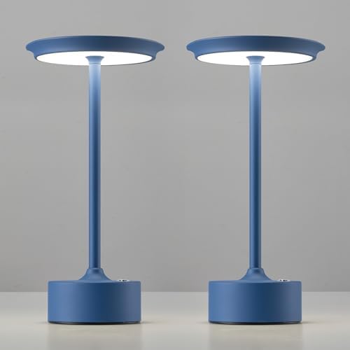 PUSU Rechargeable Table Lamps Set of 2, Blue Cordless Portable Desk Lamp by PUSU