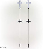 Alpine Corporation 34" Tall Outdoor Solar Powered Cross Pathway Light Stakes (Set of 2) - Image 3