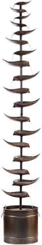 Alpine Corporation MCC390L-SL Indoor Outdoor Metal Tiered Leaves Water Floor Fountain, 70 Inches Tall, Silver by Unknown
