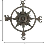 Rustic Cast Iron Rose Compass Nautical Beach House Wall Art Outdoor Garden Decor - Image 3