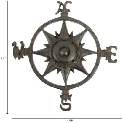 Rustic Cast Iron Rose Compass Nautical Beach House Wall Art Outdoor Garden Decor - Image 3