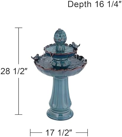 Bathing Bird 28 1/4" High Turquoise Ceramic 2-Tier Floor Outdoor Fountain - Image 4