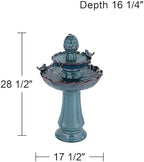 Bathing Bird 28 1/4" High Turquoise Ceramic 2-Tier Floor Outdoor Fountain - Image 4