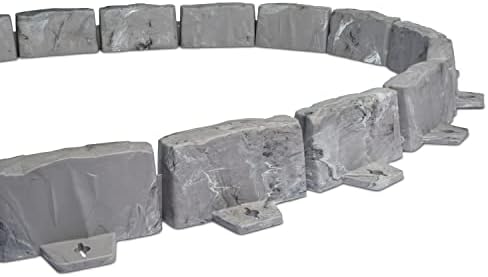 EasyFlex No-Dig Landscape Edging with Anchoring Spikes, 2.7 in. Tall Decorative Stone-Look Garden Border, 60 Foot Kit, Slate Gray - Image 6