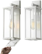 mirrea 18" Classic Outdoor Wall Sconce 1 Light in Matte White Rectangular Metal Frame and Clear Glass Shade Waterproof Porch Light Patio Light Pack of 2 by mirrea