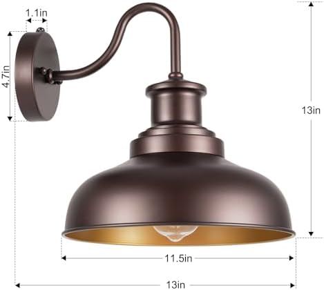 Dusk to Dawn Outdoor Barn Light Outdoor Wall Sconce Farmhouse Exterior Wall Mount Lights Vintage Outside Lighting Fixture Industrial Bronze Lantern for Porch Garage Shed Patio, 1 Pack - Image 2