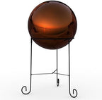 Lulu Decor, Dark Copper Stainless Steel Gazing Mirror Ball Size 12 with Stand by LuluDecor