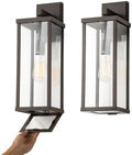 mirrea 18" Classic Outdoor Wall Sconce 1 Light in Oil Rubbed Bronze Rectangular Metal Frame and Clear Glass Shade Waterproof Porch Light Patio Light Pack of 2 by mirrea